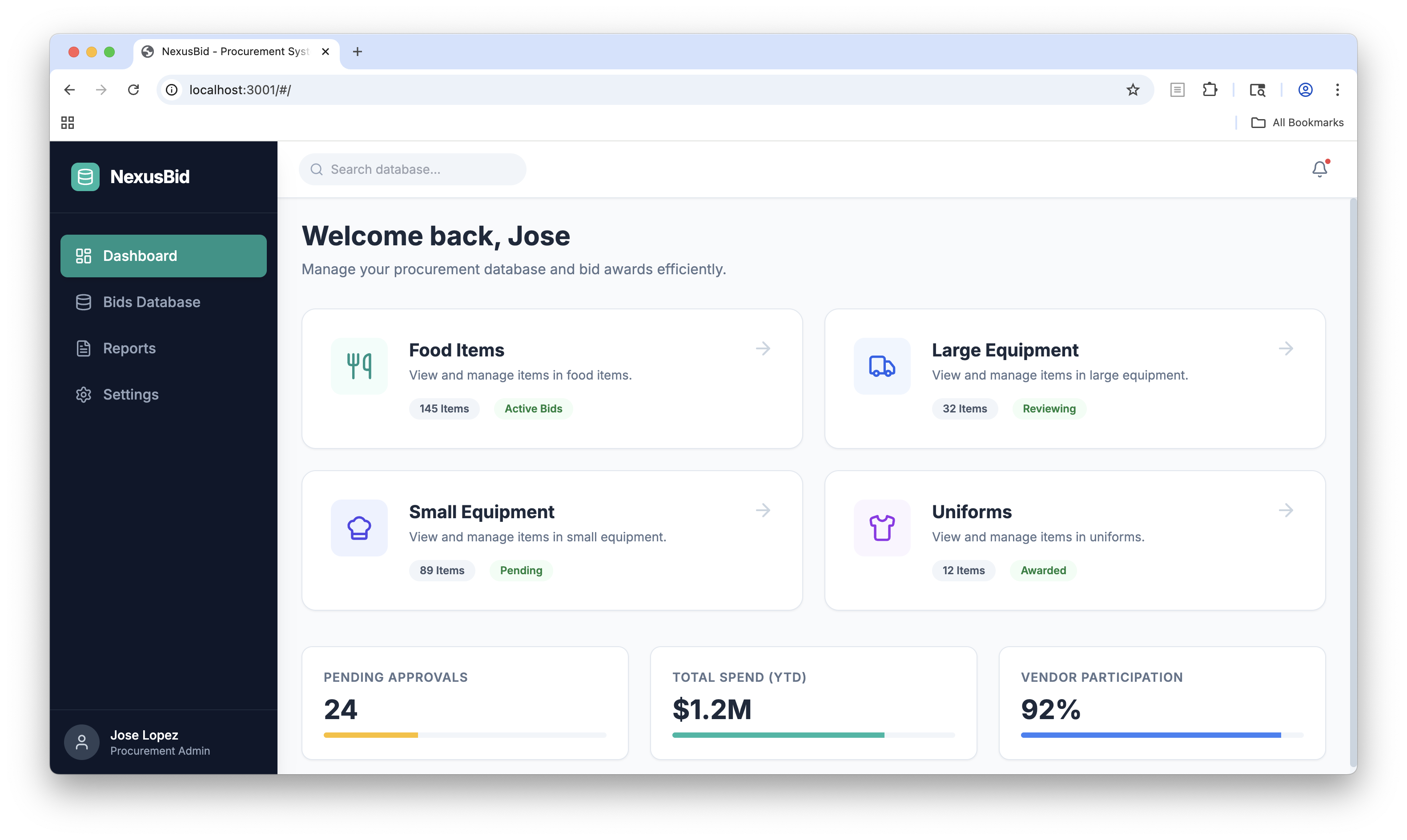 Procurement Bids Management System preview